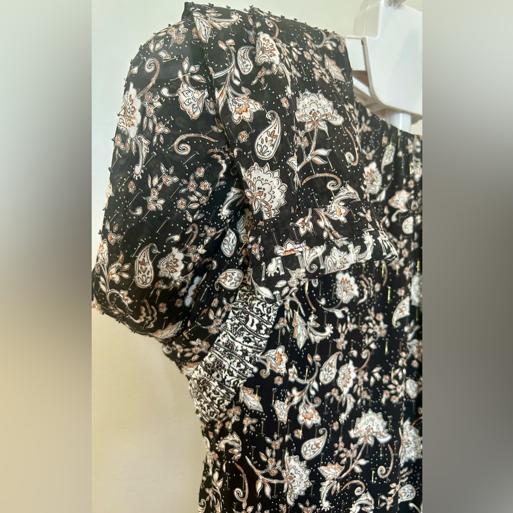 INTERMIX- Ariel Long Sleeve Floral Mini Dress - Picture 5 of 16